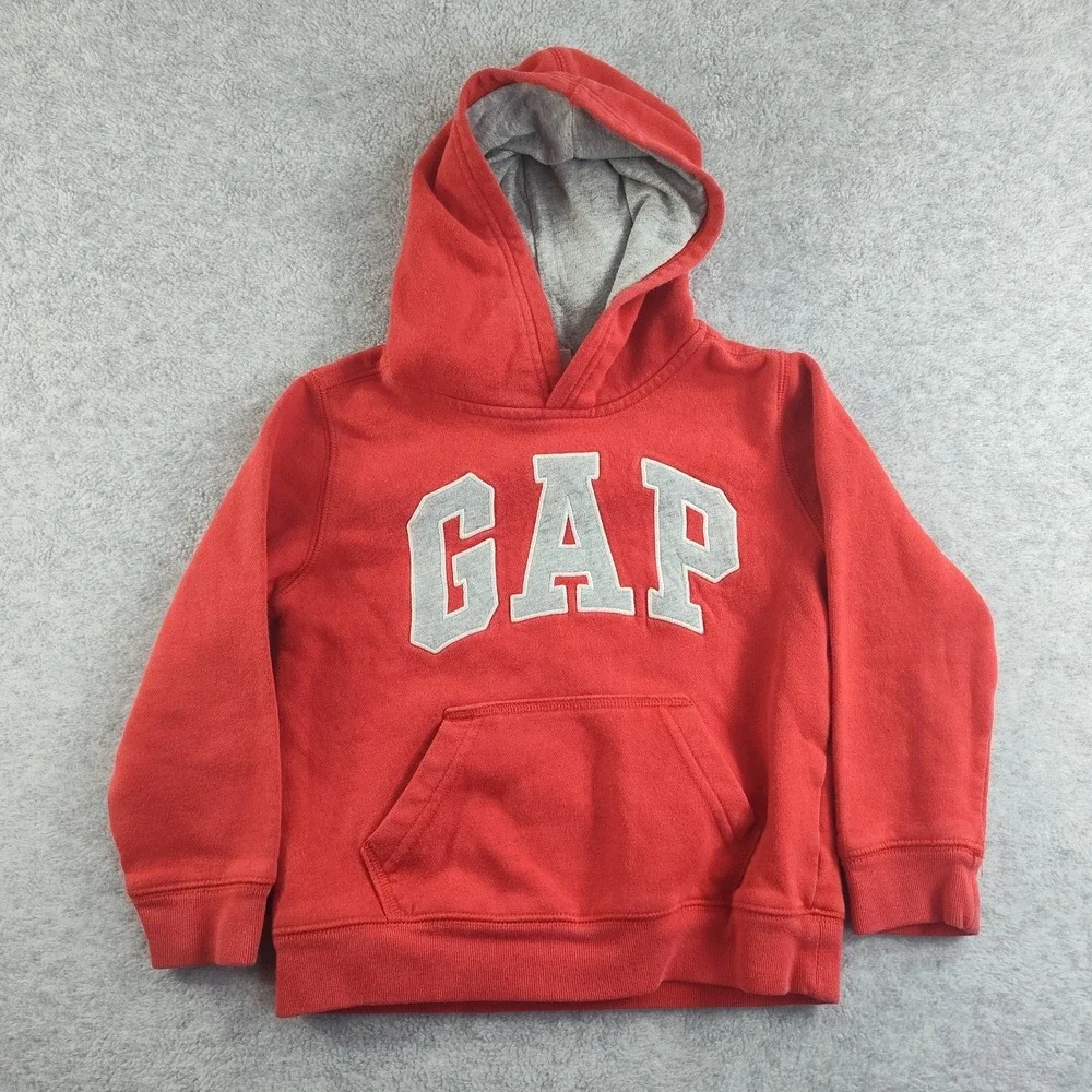 GAP Kid's Sweatshirt Size 5 Year Toddler Red Long Sleeve Kanga Pocket Hoodie 📏
